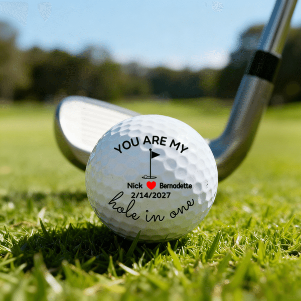 Personalized Hole In One Golf Ball with Name and Date Funny Father's Day Birthday Gift for Couples Golf Lovers