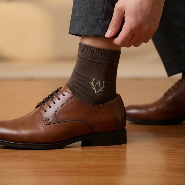Personalized Embroidered Monogram 100% Cotton Men's Socks with Name Wedding Party Gift for Business Man Officer Groomsman Groom