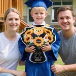 Personalized Graduation Plush Bear Flower Soft Throw Pillow with Name Graduation Gift for Class of 2026