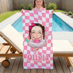 Serviette de plage à séchage rapide avec nom Activités de plein air Fête de plage Cadeau d'anniversaire pour enfants Famille