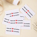 Personalised Made with Heart Sewing Labels Text Tags Set of 10 for Clothing Handmade Item Birthday Gift for Knitting DIY Craft Lovers