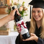 Personalized Bow She Did It Waterproof Wine Bottle Stickers Labels with Name Year Graduation Gift for Graduates