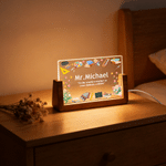 Personalised Chalk Blackboard Teaching Elements LED Night Light with Title Surname and Wooden Base Teacher's Day Appreciation Gift for Teacher