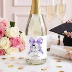 Personalized Bow She Did It Waterproof Wine Bottle Stickers Labels with Name Year Graduation Gift for Graduates