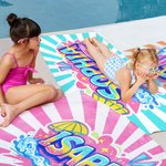 Personalised Multi-Colour Doodle Style Quick-Dry Oversized Beach Towel with Name Seaside Vacation Beach Party Birthday Gift for Friends Family