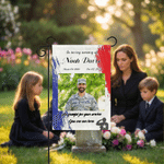 Personalized Stars and Stripes Photo Garden Flag with Memorial Day American Independence Day Gift for Veterans Loss of Loved Ones