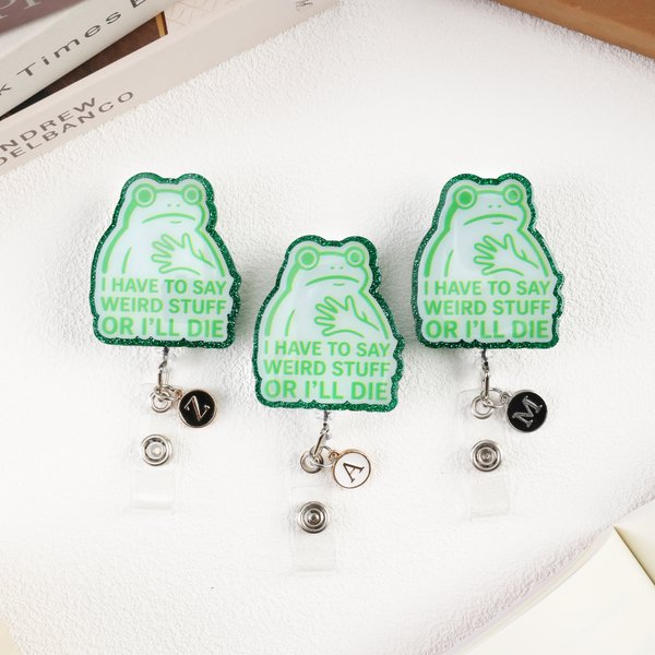Gepersonaliseerd I have to Say Weird Stuff or I'll Die Funny Frog Badge Lanyard met Initial Nurses 'Day Lerarendag Cadeau voor Lerares Verpleegkundige
