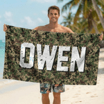 Personalised Camo Design Oversized Quick Dry Beach Towel with Name Birthday Beach Party Gift for Men