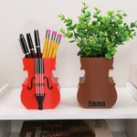 Portamatite personalizzato multicolore a forma di violino con nome e decorazione da scrivania Regalo di compleanno per amici di famiglia amanti della musica
