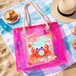 Personalised Summer Vibes Graffiti Transparent Tote Bag with Name Travel Essentials Beach Party Birthday Gift for Her