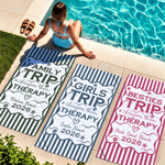 Asciugamano da spiaggia personalizzato con nome, elemento dell'oceano, a strisce, ad asciugatura rapida, regalo di compleanno per donne, famiglia e amici.