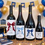 Personalized Bow She Did It Waterproof Wine Bottle Stickers Labels with Name Year Graduation Gift for Graduates
