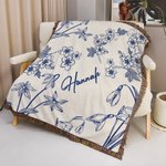 Personalizada Retro Nacimiento Flor Borla Suave manta con nombre Día de la Madre Cumpleaños Regalo para la abuela mamá