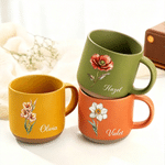 Personalised Jewellery-Inspired Birth Flower 11.8 oz Ceramic Mug with Name Daily Use Mother's Day Birthday Gift for Mom Woman