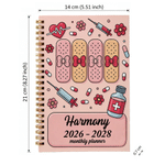 Henkilökohtainen Cartoon Medical Device Planner 2026-2028 Spiral Notebook viikoittain kuukausittain suunnittelu sivut syntymäpäivälahja Sairaanhoitaja Lääkäri