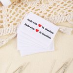 Personalised Made with Heart Sewing Labels Text Tags Set of 10 for Clothing Handmade Item Birthday Gift for Knitting DIY Craft Lovers