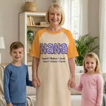 Personalized Daisy Title Multicolor Lounge Pajamas Nightdress with 1-16 Names and Pockets Daily Wear Birthday Mother's Day Gift for Grandma Mom