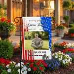 Personalized Stars and Stripes Photo Garden Flag with Memorial Day American Independence Day Gift for Veterans Loss of Loved Ones