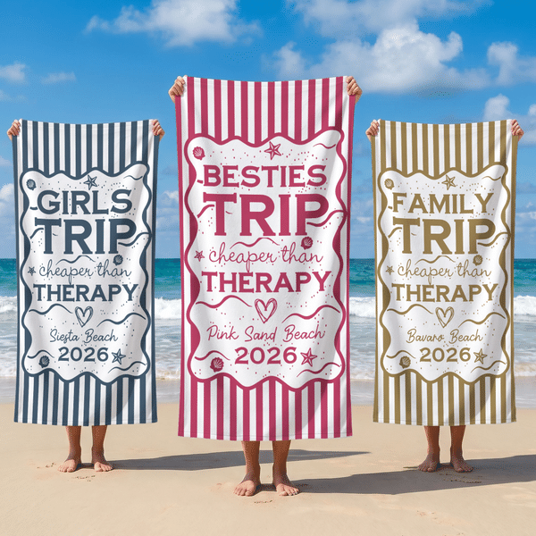 Asciugamano da spiaggia personalizzato con nome, elemento dell'oceano, a strisce, ad asciugatura rapida, regalo di compleanno per donne, famiglia e amici.