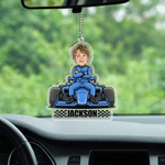 Personalized Cartoon Racing Elements Photo Car Sun Visor Clip with Name Car Accessories Birthday Gift for Motorsports Enthusiasts Fans