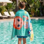 Toalla de playa personalizada de gran tamaño y secado rápido con temática marina y nombre regalo de cumpleaños para todos