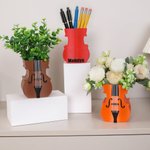 Portamatite personalizzato multicolore a forma di violino con nome e decorazione da scrivania Regalo di compleanno per amici di famiglia amanti della musica