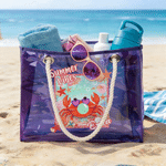 Personalised Summer Vibes Graffiti Transparent Tote Bag with Name Travel Essentials Beach Party Birthday Gift for Her