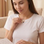 Personalizada Birthstone inicial en forma de corazón colgante collar de joyería delicada Día de San Valentín regalo de cumpleaños para las mujeres