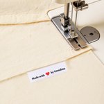 Personalised Made with Heart Sewing Labels Text Tags Set of 10 for Clothing Handmade Item Birthday Gift for Knitting DIY Craft Lovers