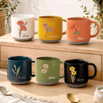 Personalised Multi-Colour Birth Flower Mug with Name Daily Drinking Birthday Gift for Women Friends Family