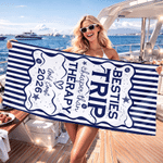 Asciugamano da spiaggia personalizzato con nome, elemento dell'oceano, a strisce, ad asciugatura rapida, regalo di compleanno per donne, famiglia e amici.