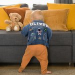 Personalized 1-7 Cute Element Hand Patch Kid Long Denim Jacket with Name Daily Life Outfit Birthday Baby Shower Gift for Girls Boys