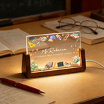 Personalised Chalk Blackboard Teaching Elements LED Night Light with Title Surname and Wooden Base Teacher's Day Appreciation Gift for Teacher