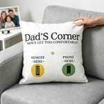 Personalisierte Don't Get Too Comfortable Soft Throw Pillow Cover mit Text und Lagerung Taschen Home Decor Vatertag Geschenk für Papa