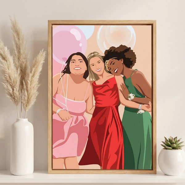 Personalised Minimalist Bestie Photo Giclee Canvas Prints Home Decor Housewarming Birthday Gift for Sisters Friends