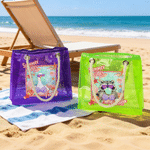 Personalised Summer Vibes Graffiti Transparent Tote Bag with Name Travel Essentials Beach Party Birthday Gift for Her