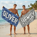 Personalised Camo Design Oversized Quick Dry Beach Towel with Name Birthday Beach Party Gift for Men