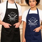 Personalized Multicolour Baking Kitchenware Pattern Waterproof Chef Apron with Pockets and Name Father's Day Birthday Gift for Cooking Baking Lovers