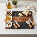 Gepersonaliseerde gegraveerde naam marmeren 11 delige snijplank onderleggers set met keramische kom engagement vaderdag cadeau voor familie vrienden vader