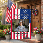 Personalized Stars and Stripes Photo Garden Flag with Memorial Day American Independence Day Gift for Veterans Loss of Loved Ones