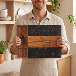 Gepersonaliseerde gegraveerde naam marmeren 11 delige snijplank onderleggers set met keramische kom engagement vaderdag cadeau voor familie vrienden vader