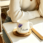 Personalised Jewellery-Inspired Birth Flower 11.8 oz Ceramic Mug with Name Daily Use Mother's Day Birthday Gift for Mom Woman