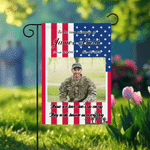 Personalized Stars and Stripes Photo Garden Flag with Memorial Day American Independence Day Gift for Veterans Loss of Loved Ones