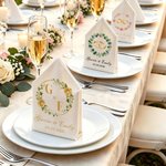 Personalized Watercolor Rings Eucalyptus Leaf Wreath Napkin with Name and Date Table Decor Wedding Anniversary Gift for Bride Newlywed