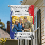 Personalized Stars and Stripes Photo Garden Flag with Memorial Day American Independence Day Gift for Veterans Loss of Loved Ones