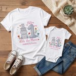Body bébé ou T-shirt adulte 100 % coton personnalisé avec noms et motif d'animal - Cadeau de fête des Mères pour nouvelle maman et bébé nouveau-né