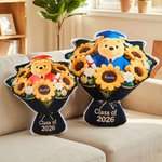 Personalized Graduation Plush Bear Flower Soft Throw Pillow with Name Graduation Gift for Class of 2026