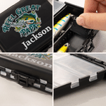 Personalized Reel Great Dad Fishing Theme Metal Fishing Lure and Tool Box Set with Name Daily Fishing Father's Day Gift for Father Fishing Lovers