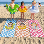 Serviette de plage à séchage rapide avec nom Activités de plein air Fête de plage Cadeau d'anniversaire pour enfants Famille