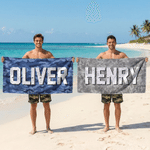 Personalised Camo Design Oversized Quick Dry Beach Towel with Name Birthday Beach Party Gift for Men